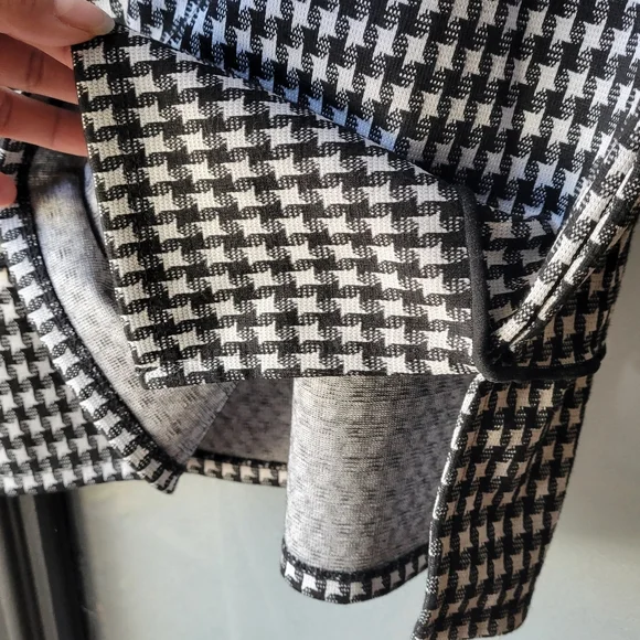 Jones New York Houndstooth Jacquard Top Women's Med Black White Multi 3/4-Sleeve - Picture 8 of 12